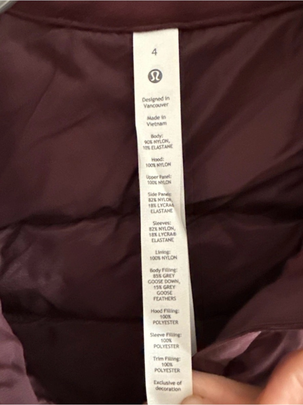 Lululemon Down for It All Jacket Cassis Plum Goose Down Hooded Jacket Size 4 - Picture 5 of 6